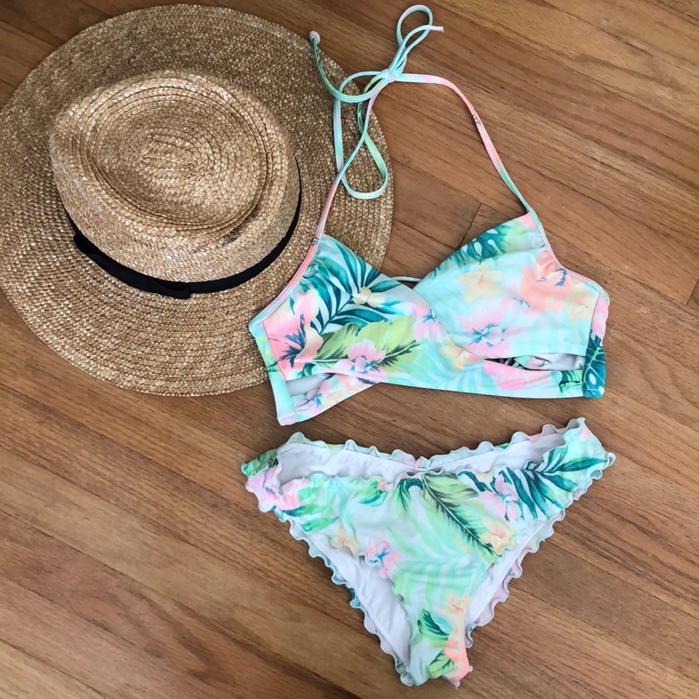 PINK Victoria Secret tropical print bikini